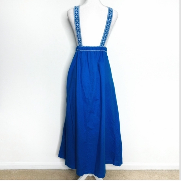 J Crew Dress Maxi Length Sleeveless Royal Blue White Eyelet Detail Linen Cotton - Picture 4 of 12